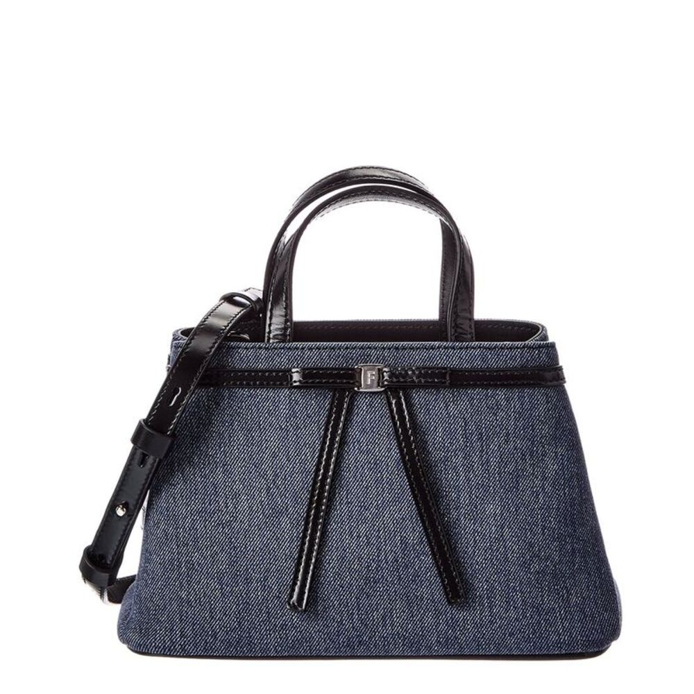 Ferragamo Denim & Leather Satchel, Blue